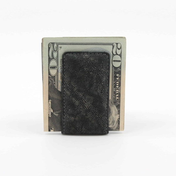 Torino Leather Elephant Skin Money Clip Charcoal