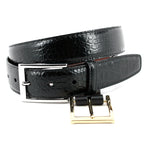 Torino Leather Embossed Alligator Grain Calfskin Belt Black