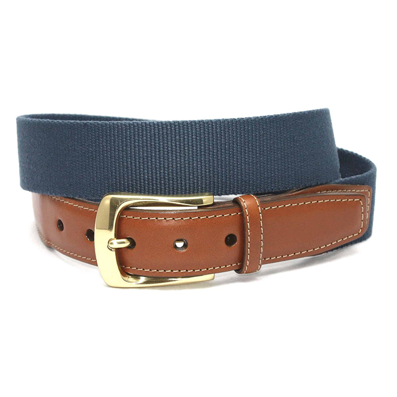 Torino Leather European Ribbed Belt Denim