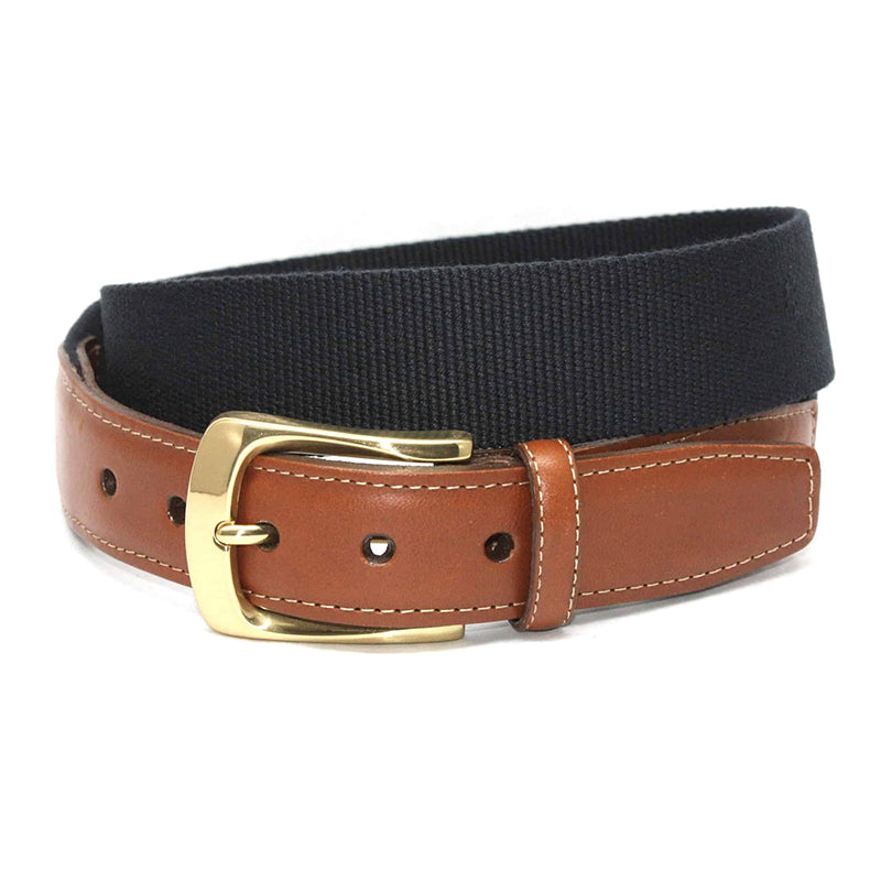 Torino Leather European Ribbed Surcingle Belt Navy