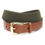 Torino Leather European Ribbed Surcingle Belt Olive