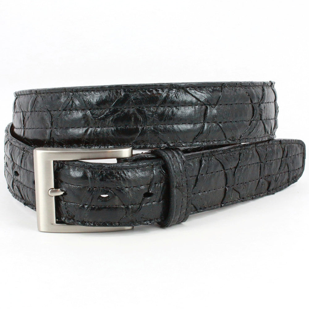 Torino Leather Genuine Amazonian Pirarucu Skin Belt Black