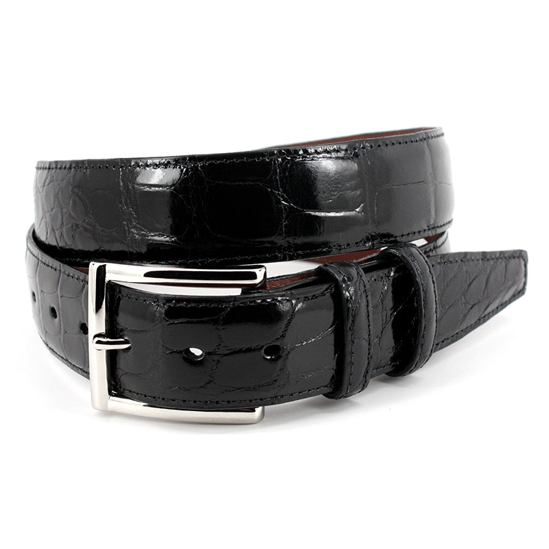 Torino Leather Genuine American Alligator Belt Black