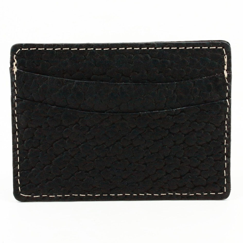 Torino Leather Genuine American Bison Leather Id Card Case Black