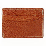 Torino Leather Genuine American Bison Leather Id Card Case Cognac