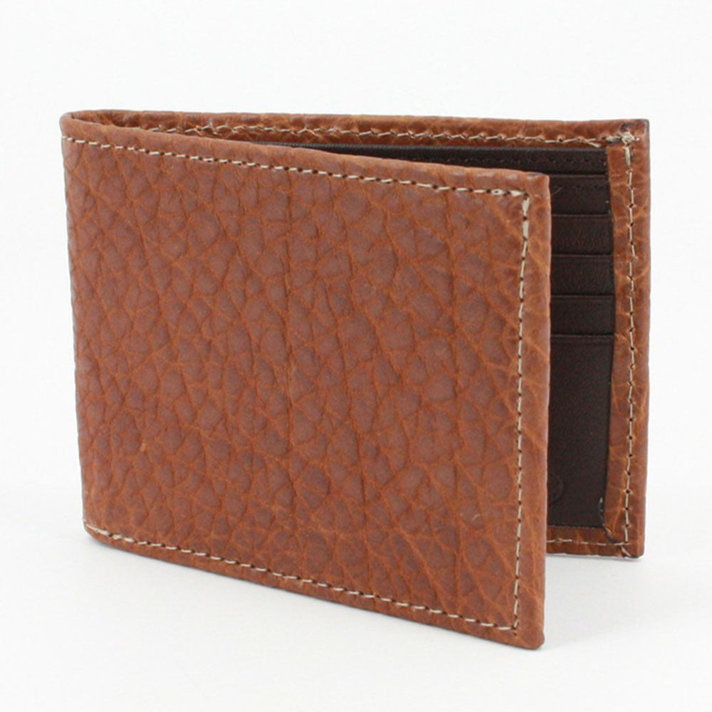 Torino Leather Genuine Bison Leather Billfold Wallet Cognac
