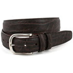 Torino Leather Genuine Exotic African Elephantskin Belt Brown