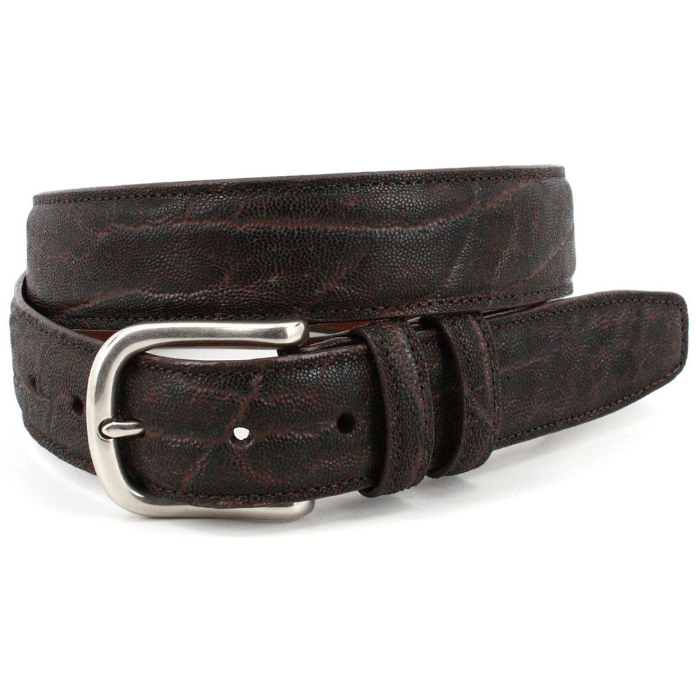 Torino Leather Genuine Exotic African Elephantskin Belt Brown