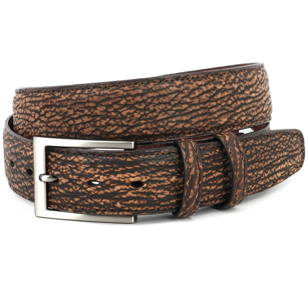 Torino Leather Genuine Sharkskin Belt Cognac