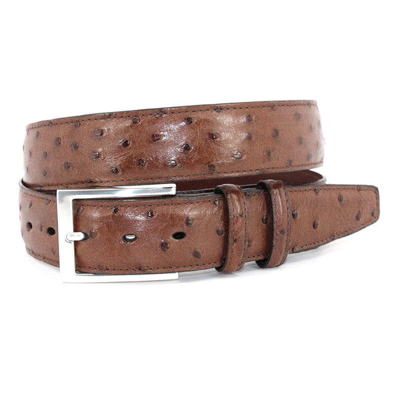 Torino Leather Genuine South African Ostrich Belt Capuccino