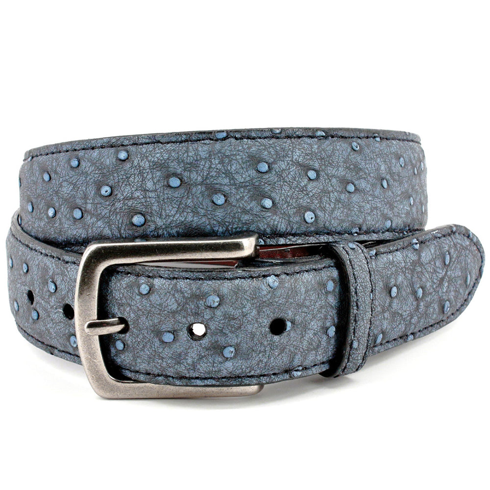 Torino Leather Genuine South African Ostrich Skin Belt Vintage Antique Denim