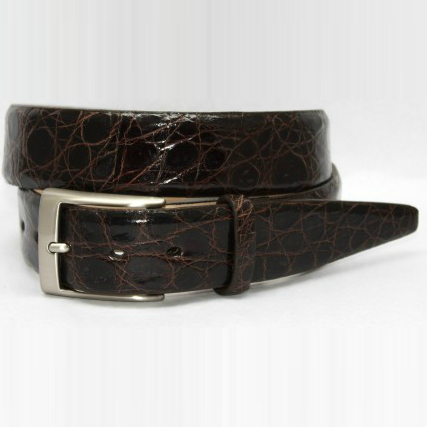 Torino Caiman Croc Belt Brown