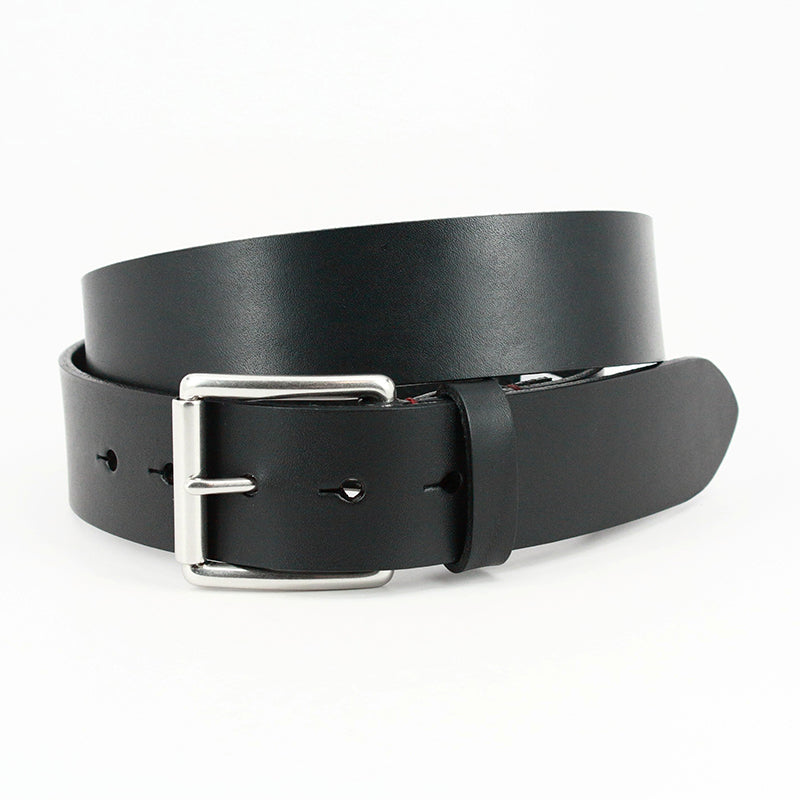 Torino Leather Hand Burnished Bridle Leather Belt Black