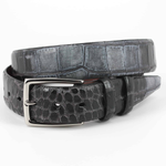 Torino Leather Hand Stained Embossed Calfskin Belt Black