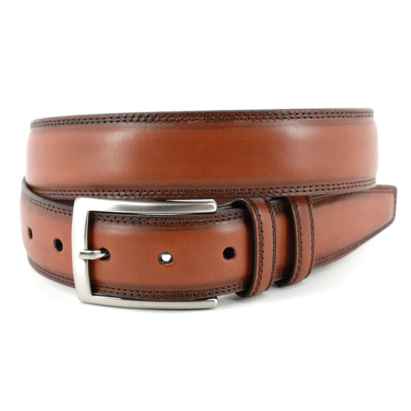 Torino Leather Hand Stained Italian Kipskin Belt Walnut