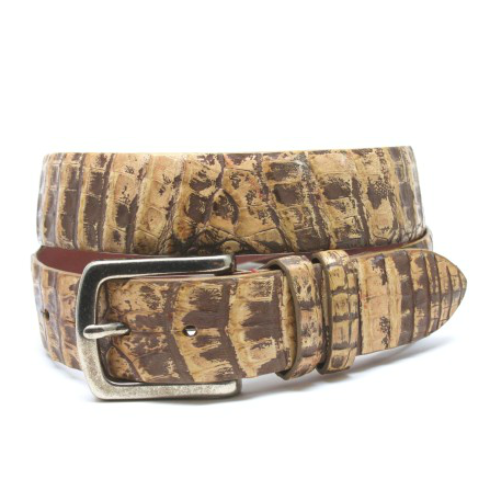 Torino Leather Hornback Crocodile Belt Antique Banana