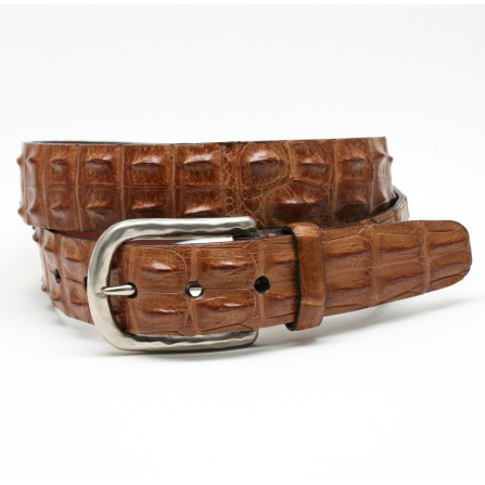 Torino Leather Hornback Crocodile Belt Tan
