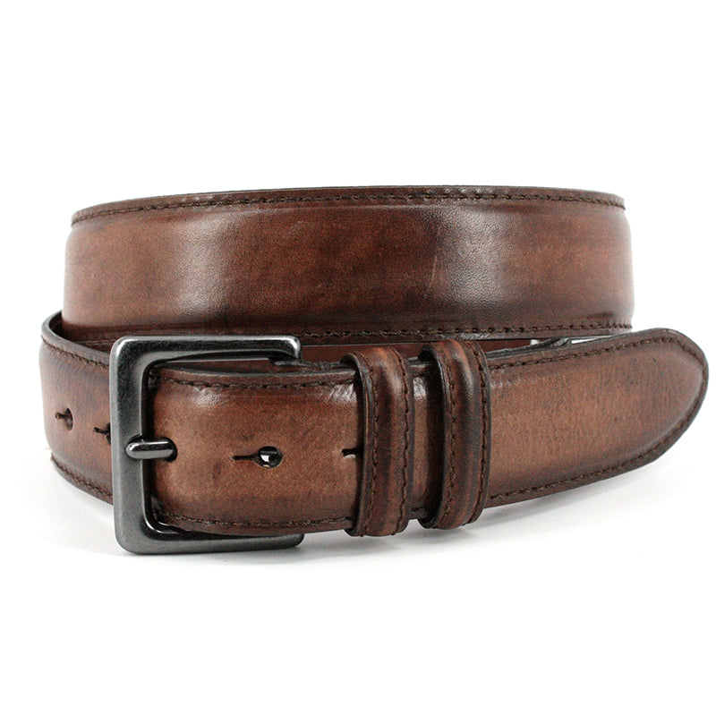 Torino Leather Italian Antiqued Shrunken Cowhide Shoulders Belt Brown