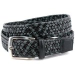 Torino Leather Italian Braided Leather and Linen Casual Belt Black/Grey