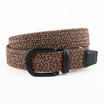 Torino Leather Italian Braided Melange Rayon Elastic Belt Brown