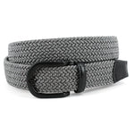 Torino Leather Italian Braided Melange Rayon Elastic Belt Grey