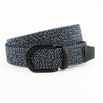 Torino Leather Italian Braided Melange Rayon Elastic Belt Navy