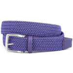 Torino Leather Italian Braided Melange Rayon Elastic Belt Purple