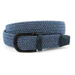 Torino Leather Italian Braided Melange Rayon Elastic Stretch Belt Navy