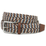 Torino Leather Italian Braided Stretch Rayon Casual Belt Blue Multi