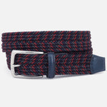 Torino Leather Italian Braided Stretch Rayon Casual Belt Navy Multi