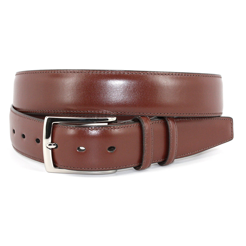Torino Leather Italian Burnished Calfskin Belt Cognac