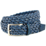 Torino Leather Italian Double Braided Cotton Casual Belt Navy Multi
