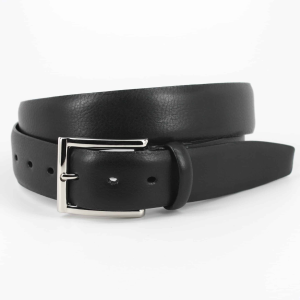 Torino Leather Italian Glazed Milled Calfskin Belt Black