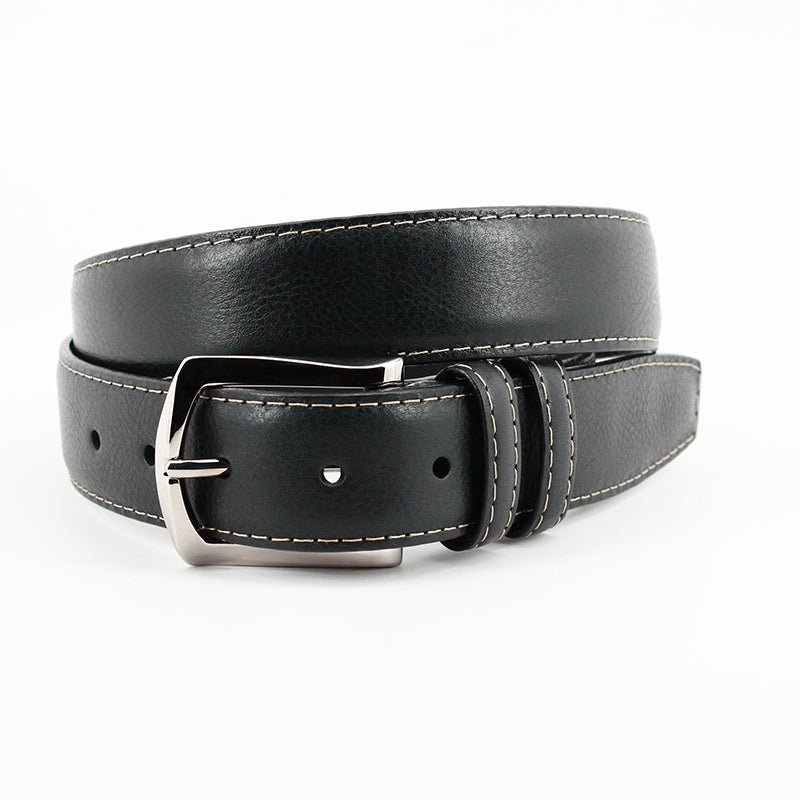 Torino Leather Italian Glazed Milled Calfskin Belt Black