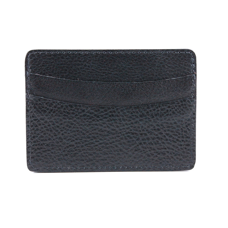 Torino Leather Italian Glazed Milled Calfskin Card Case Black