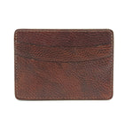 Torino Leather Italian Glazed Milled Calfskin Card Case Brown