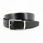 Torino Leather Italian Glazed Milled Calfskin Reversible Belt Black Cognac
