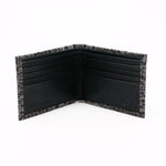 Torino Leather Italian Hornback Croc Calfskin Leather Billfold Wallet Grey