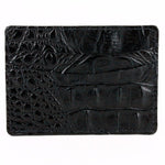 Torino Leather Italian Hornback Croc Calfskin Leather Id Card Case Black