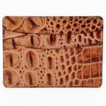 Torino Leather Italian Hornback Croc Calfskin Leather Id Card Case Cognac
