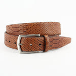 Torino Leather Embossed Anaconda Grain Belt Calfskin Cognac