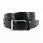 Torino Leather Italian Lasered Geometric Calfskin Belt Black