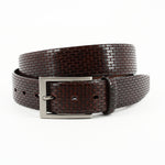 Torino Leather Italian Lasered Geometric Calfskin Belt Brown