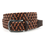 Torino Leather Italian Mini Strand Woven Stretch Leather Belt Brown