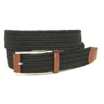 Torino Leather Italian Mini Woven Cotton Stretch Belt Black