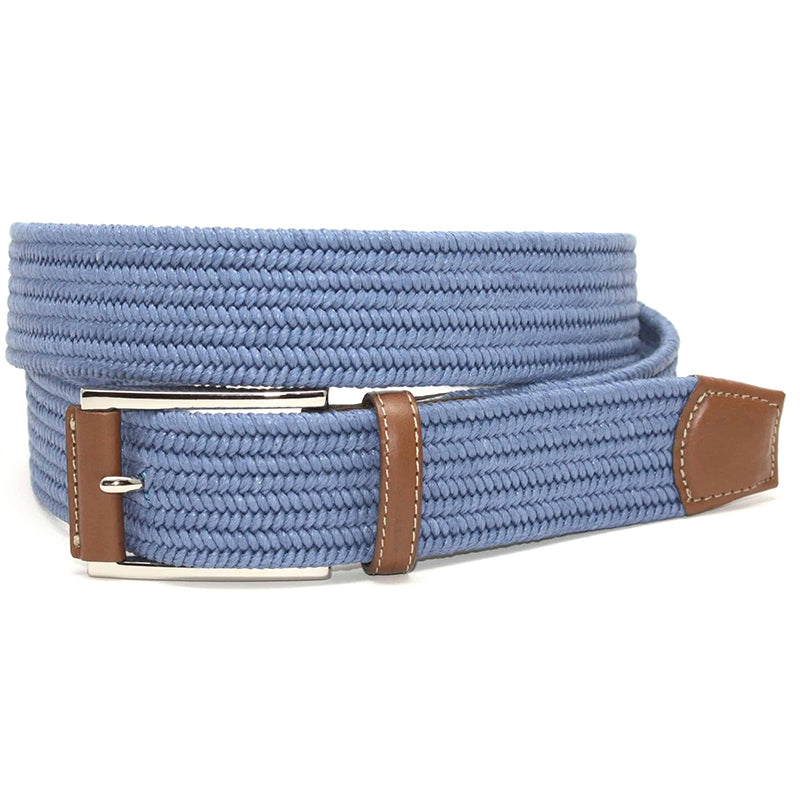 Torino Leather Italian Mini Woven Cotton Stretch Belt Royal Blue