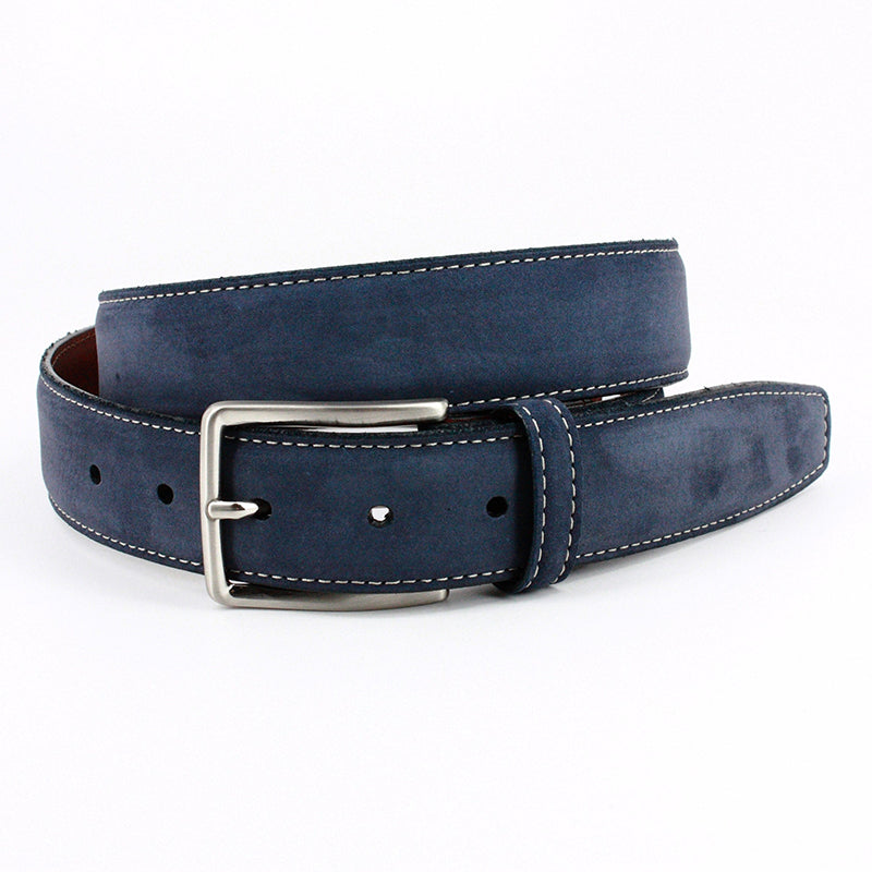 Torino Leather Italian Nubuck Calfskin Belt Blue