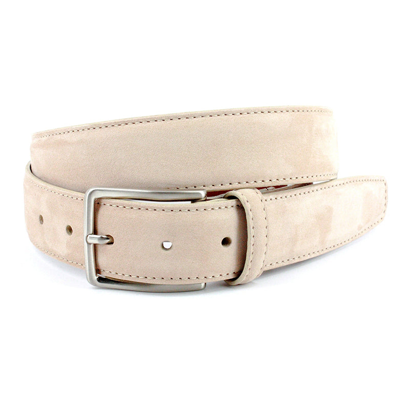 Torino Leather Italian Nubuck Calfskin Belt Cream