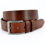 Torino Leather Italian Polished Calfskin Leather Belt Walnut
