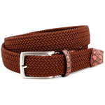 Torino Leather Italian Rayon Stretch Fabric/Genuine Caiman Belt Cinnamon